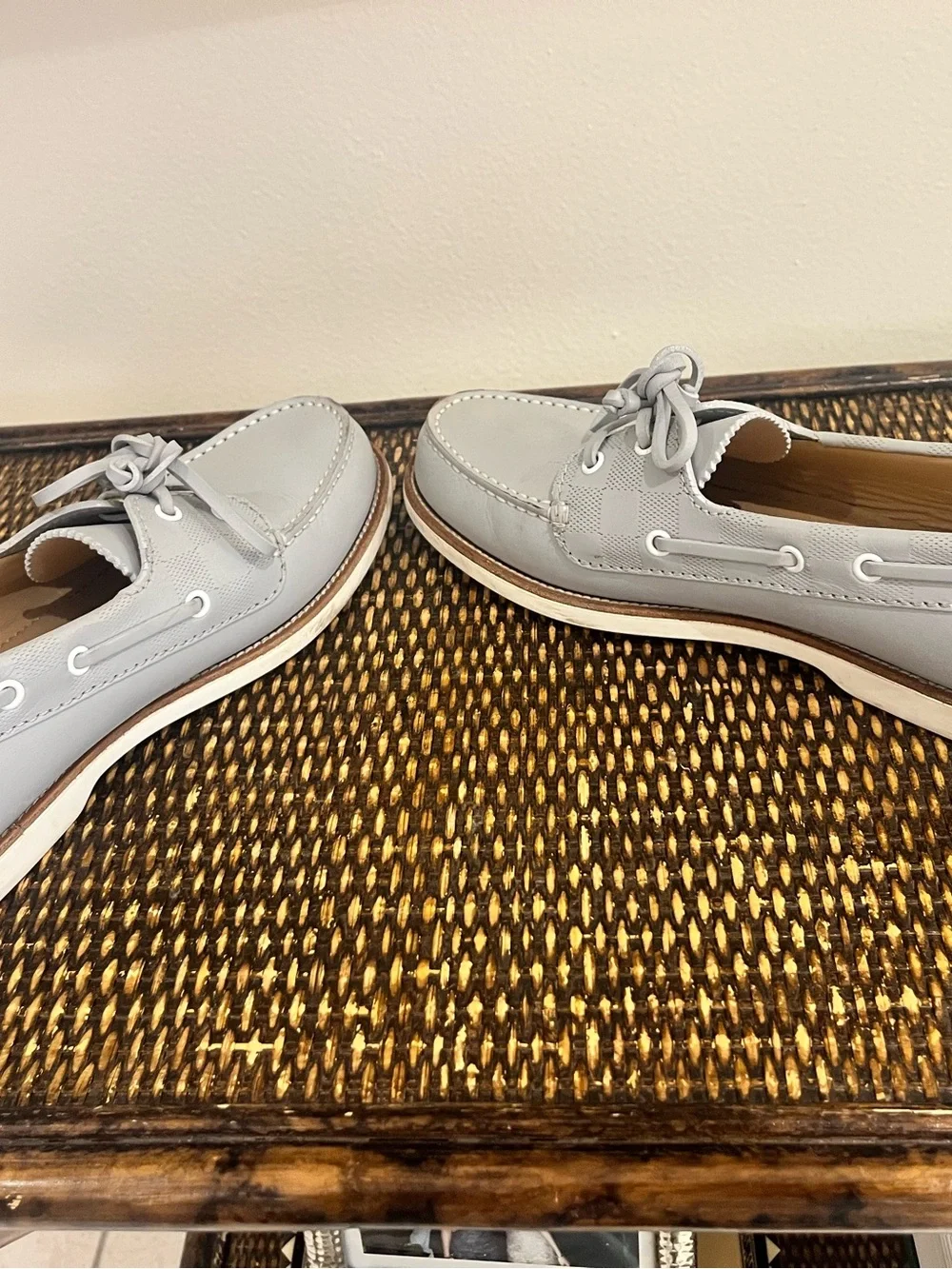 Louis Vuitton Men’s Light Gray Leather Boat Shoes